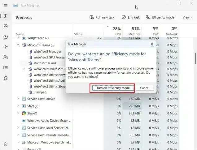 विंडोज 11 में एफिशिएंसी मोड से CPU लोड कम करें