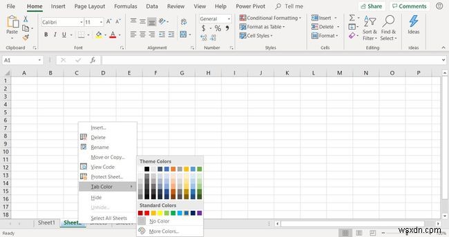Excel में वर्कशीट टैब के रंग कैसे बदलें