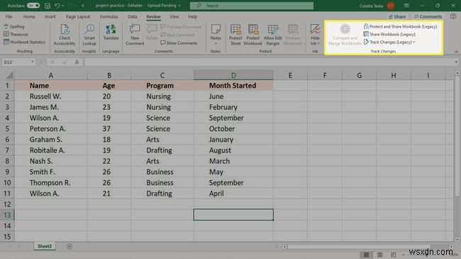 Excel में ट्रैक परिवर्तन का उपयोग कैसे करें