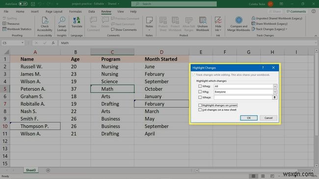 Excel में ट्रैक परिवर्तन का उपयोग कैसे करें