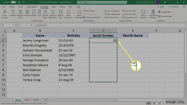 Excel में MONTH फॉर्मूला का उपयोग कैसे करें