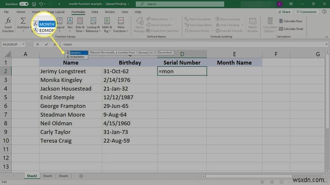 Excel में MONTH फॉर्मूला का उपयोग कैसे करें