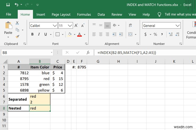 Excel में INDEX और MATCH फंक्शन का उपयोग कैसे करें