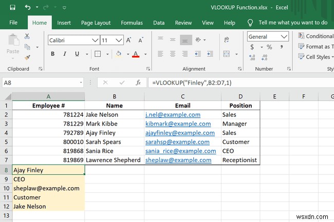 एक्सेल में VLOOKUP फ़ंक्शन का उपयोग कैसे करें