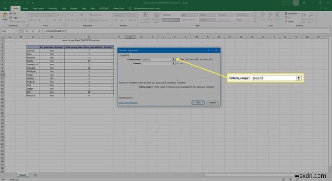 Excel में COUNTIFS फ़ंक्शन का उपयोग कैसे करें