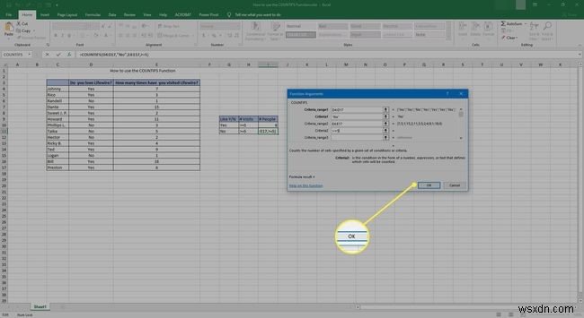 Excel में COUNTIFS फ़ंक्शन का उपयोग कैसे करें