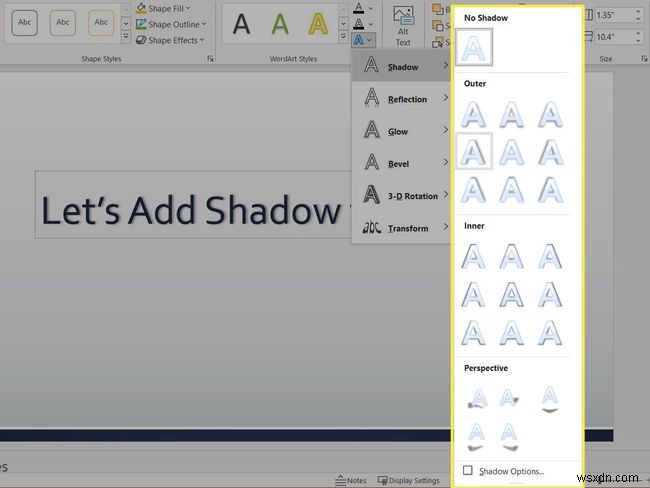 PowerPoint में टेक्स्ट शैडो कैसे लागू करें