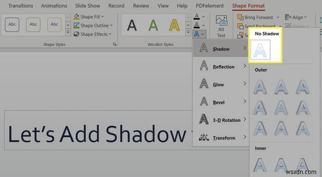 PowerPoint में टेक्स्ट शैडो कैसे लागू करें