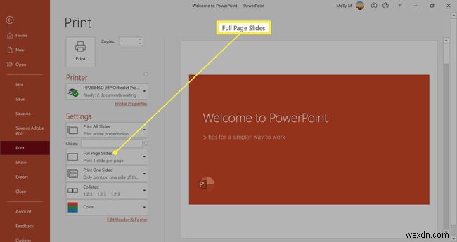 PowerPoint में एक पेज पर एकाधिक स्लाइड कैसे प्रिंट करें