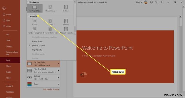 PowerPoint में एक पेज पर एकाधिक स्लाइड कैसे प्रिंट करें