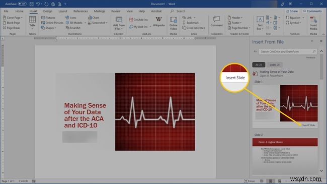 वर्ड डॉक्यूमेंट में PowerPoint स्लाइड कैसे जोड़ें