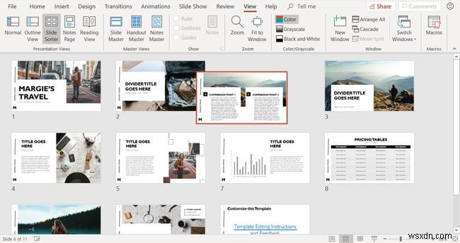 PowerPoint में स्लाइड सॉर्टर व्यू का उपयोग कैसे करें