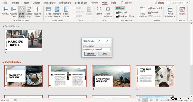 PowerPoint में स्लाइड सॉर्टर व्यू का उपयोग कैसे करें