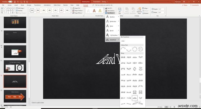 PowerPoint में कर्व्ड टेक्स्ट का उपयोग कैसे करें