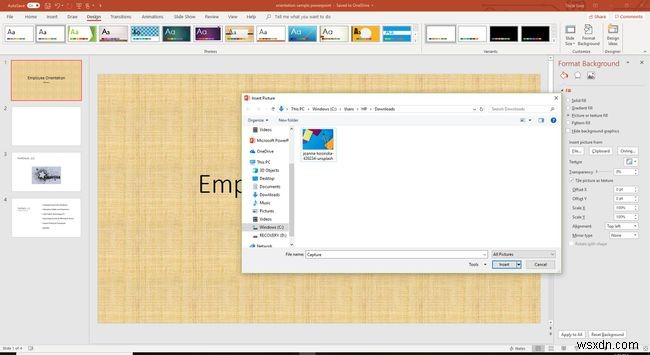 PowerPoint स्लाइड में पृष्ठभूमि चित्र कैसे जोड़ें
