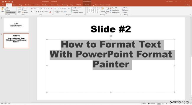 PowerPoint Format Painter के साथ टेक्स्ट को कैसे फॉर्मेट करें