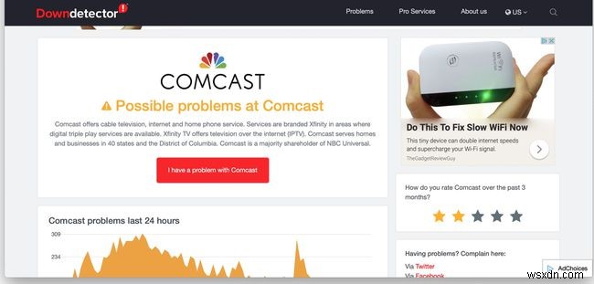 क्या Comcast डाउन हो गया है... या आप हैं?