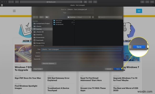 Mac पर Safari में वेब पेज को PDF के रूप में कैसे सेव करें