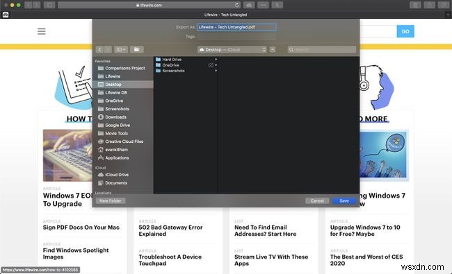 Mac पर Safari में वेब पेज को PDF के रूप में कैसे सेव करें