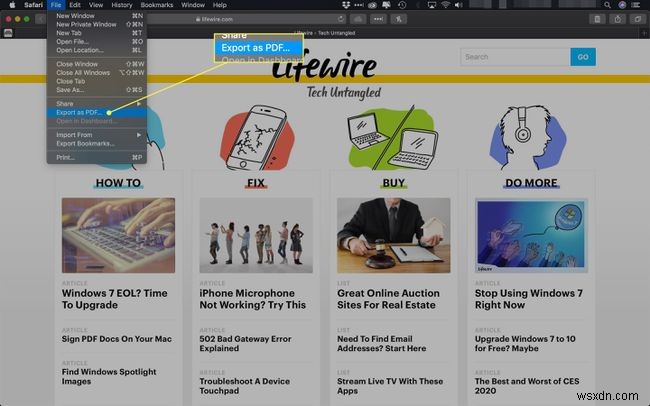 Mac पर Safari में वेब पेज को PDF के रूप में कैसे सेव करें