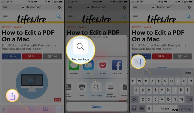 iPhone के साथ सफारी में टेक्स्ट कैसे खोजें पेज पर खोजें