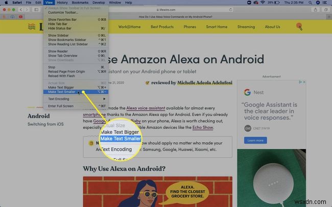 मैक पर सफारी ब्राउजर में टेक्स्ट साइज कैसे बदलें