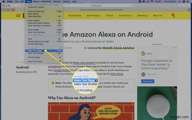 मैक पर सफारी ब्राउजर में टेक्स्ट साइज कैसे बदलें