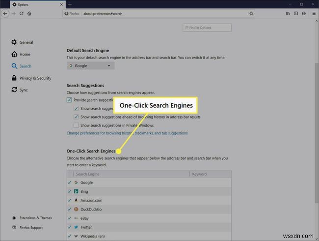 खोज इंजन कैसे प्रबंधित करें और Firefox में एक-क्लिक खोज का उपयोग कैसे करें