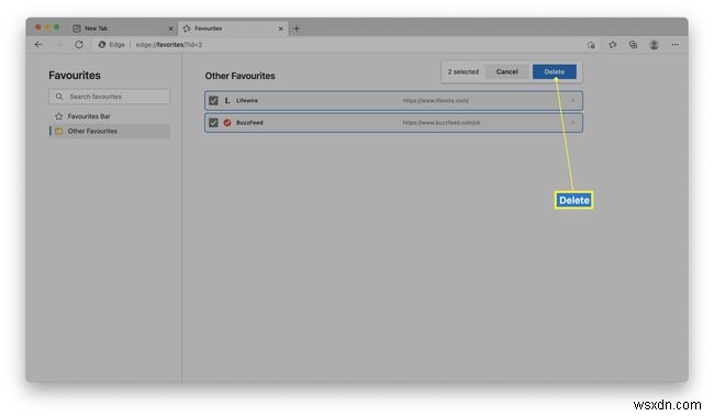 Microsoft Edge पर पसंदीदा कैसे हटाएं