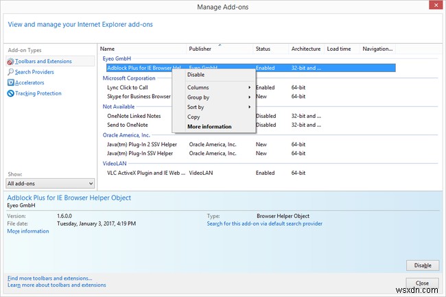 Internet Explorer ऐड-ऑन को चुनिंदा रूप से अक्षम कैसे करें