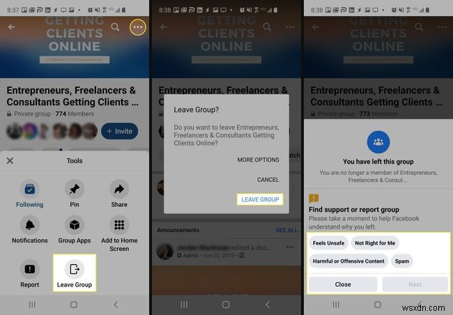 फेसबुक ग्रुप कैसे छोड़ें