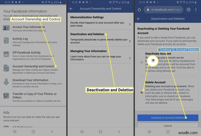 Android पर Facebook अकाउंट कैसे डिलीट करें
