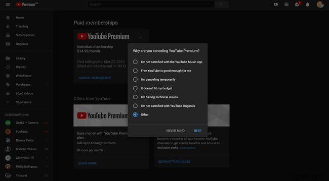 YouTube प्रीमियम कैसे रद्द करें (पूर्व में YouTube Red)