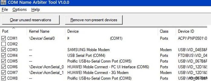 Windows में COM पोर्ट नंबर कैसे साफ या रीसेट करें?
