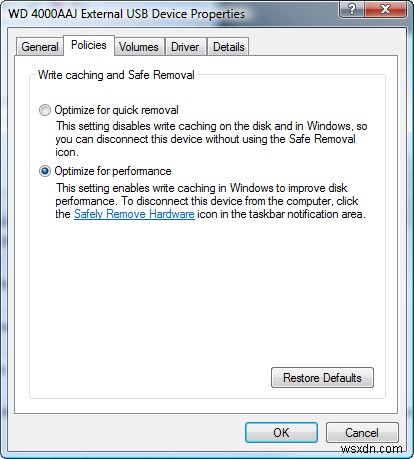Windows Vista में अपने बाहरी USB ड्राइव को गति दें