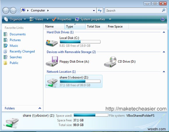 Vista Guest और Ubuntu Host के साथ VirtualBox में फ़ाइलें कैसे साझा करें