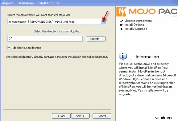 Mojopack आपको अपने Windows XP को USB ड्राइव में ले जाने की अनुमति देता है