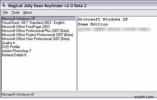 Microsoft सॉफ़्टवेयर की उत्पाद कुंजियाँ और Windows XP, Vista और Windows 7 की सीरियल कुंजियाँ ढूँढें