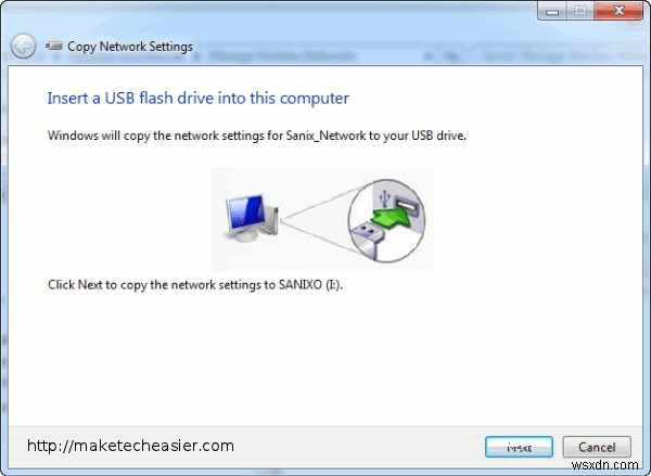 USB ड्राइव के माध्यम से वायरलेस कनेक्शन सेटिंग कैसे साझा करें