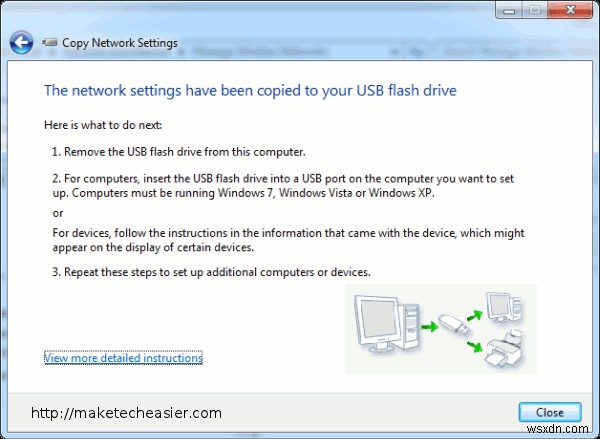 USB ड्राइव के माध्यम से वायरलेस कनेक्शन सेटिंग कैसे साझा करें