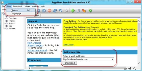 PageNest [Windows] के साथ पूर्ण वेबसाइटों को ऑफ़लाइन सहेजें