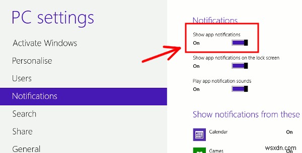 Windows 8 में टोस्ट सूचनाएं कैसे निष्क्रिय करें