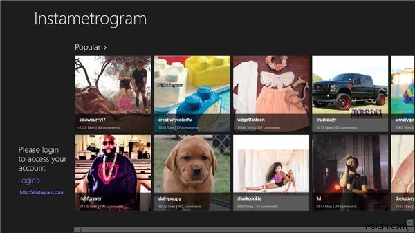 Instametrogram का उपयोग Windows 8 में Instagram फ़ोटो देखने, टिप्पणी करने और जियो-टैग की गई Instagram फ़ोटो प्राप्त करने के लिए करें