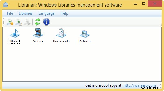 WinAero लाइब्रेरियन के साथ अपनी विंडोज़ लाइब्रेरी प्रबंधित करें