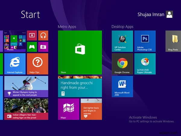 Windows 8/8.1 स्क्रीन लेआउट का बैकअप लें और पुनर्स्थापित करें