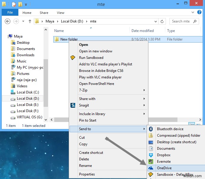Windows में संदर्भ मेनू में भेजने के लिए OneDrive कैसे जोड़ें