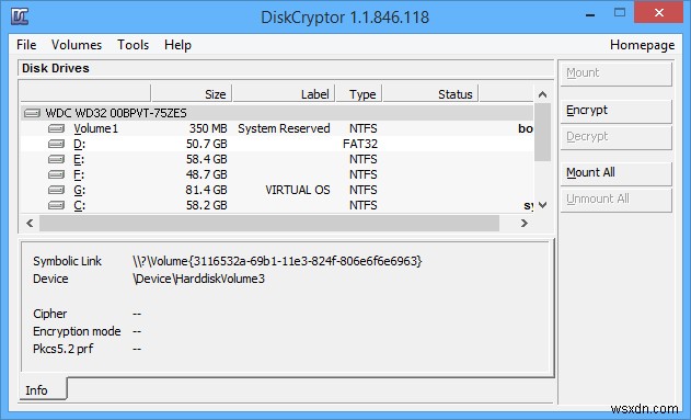 Windows में विभाजन को एन्क्रिप्ट करने के लिए DiskCryptor का उपयोग कैसे करें