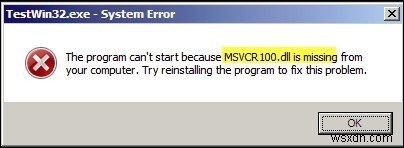  MSVCR100.dll इज मिसिंग  त्रुटि को कैसे ठीक करें