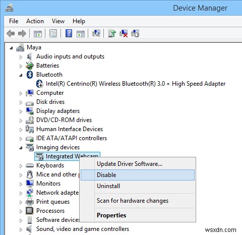 Windows में एक एकीकृत वेब कैमरा को अक्षम कैसे करें