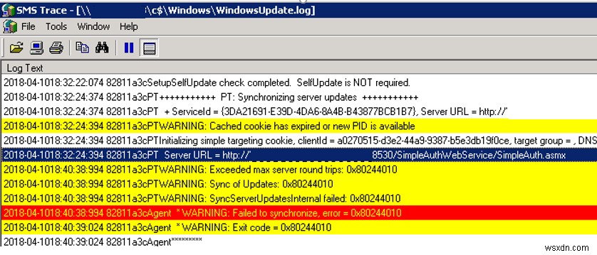 WSUS Windows Update त्रुटि 0x80244010:सर्वर की अधिकतम राउंड ट्रिप पार हो गई